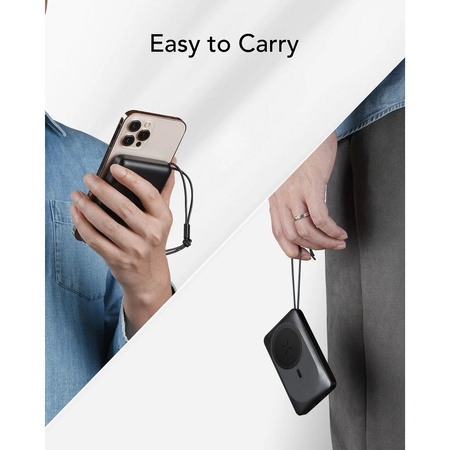 VEGER powerbank 10000 mAh z ładowaniem indukcyjnym kompatybilny z MagSafe PD QC3.0 2A 20W MagOn (VP1151 / W1151) czarny