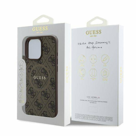 Guess GUHMP16XG4GFRW iPhone 16 Pro Max 6,9" brązowy/brown MagSafe PU 4G Ring Classic Logo