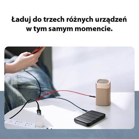 USAMS Kabel pleciony U26 3w1 0.35m 2A Fast Charge (lightning/microUSB/USB-C) SJ410USB01 (US-SJ410)