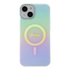 Oryginalne Etui APPLE IPHONE 15 PLUS Guess Hardcase IML Iridescent MagSafe (GUHMP15MHITSQ) turkusowe