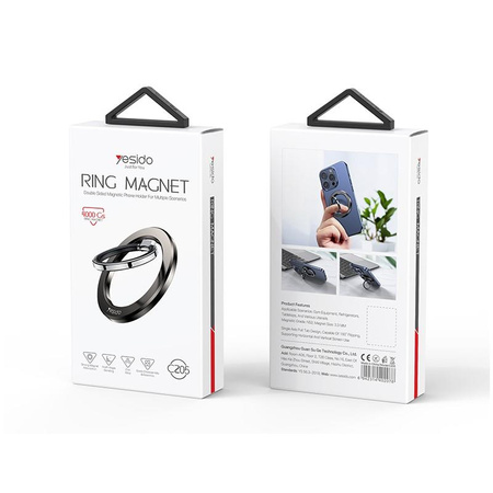 Yesido C205 magnetyczny Uniwersalny Uchwyt Ring, BLACK / CZARNY