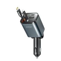 Joyroom JR-CCL05 30W 4-in-1 Car Charger with 2 Built-in Retractable Cables - Dark Gray