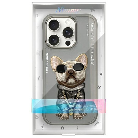 Nimmy etui iPhone 16 Pro Max 6.9"         szary/gray Glasses Cool Dog