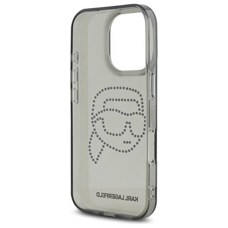 Original Handyhülle IPHONE 16 PRO MAX Karl Lagerfeld Hardcase IML Rhinestones Karl Head (KLHCP16XHKHDCELK) schwarz