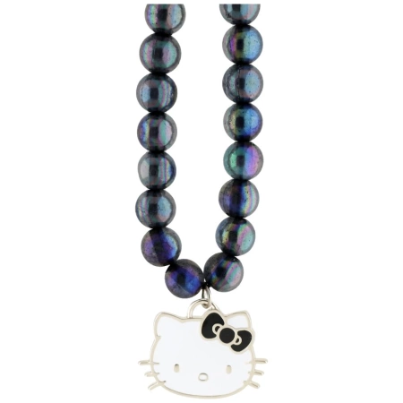 Hello Kitty Pearls Kitty Head Phone Charm - Black