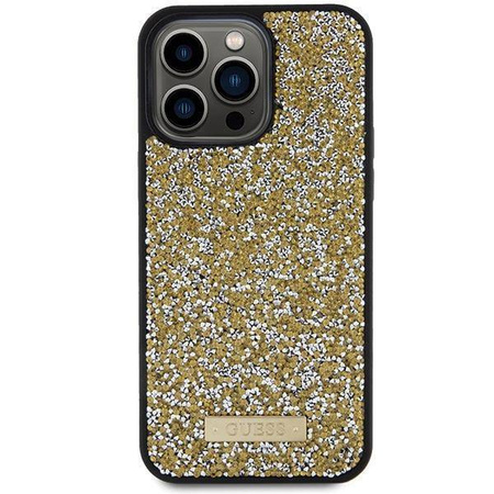 Guess nakładka do iPhone 15 Pro Max 6,7" GUHCP15XPFGSBSD żółta HC Rhinestone Metal Logo