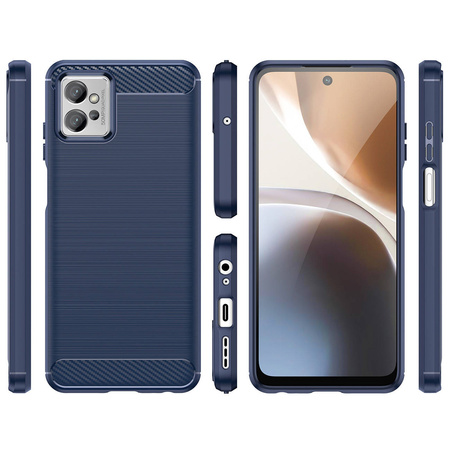 Carbon Case für Xiaomi Poco F4 5G flexible Silikon-Carbon-Hülle blau