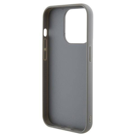 Guess Pailletten-Schriftzug-Metallgehäuse für iPhone 15 Pro Max – Silber