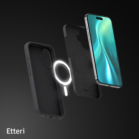 Nakładka Etteri Silicone Mag do iPhone 16 6,1" czarna