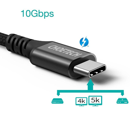 Choetech kabel przewód szybkie ładowanie USB Typ C - USB Typ C 3.1 Gen 2 100W Power Delivery 2m czarny (XCC-1007)