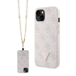 Original Handyhülle IPHONE 14 PRO MAX Guess Hardcase Crossbody 4G Metal Logo (GUHCP14XP4TDSCPP) rosa