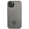 Original Case IPHONE 13 Guess Hardcase Saffianotriangle Logo (GUHCP13MPSATLG) silver