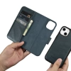 iCarer Oil Wax Wallet Case 2in1 etui iPhone 14 skórzany pokrowiec z klapką Anti-RFID niebieski (WMI14220721-BU)