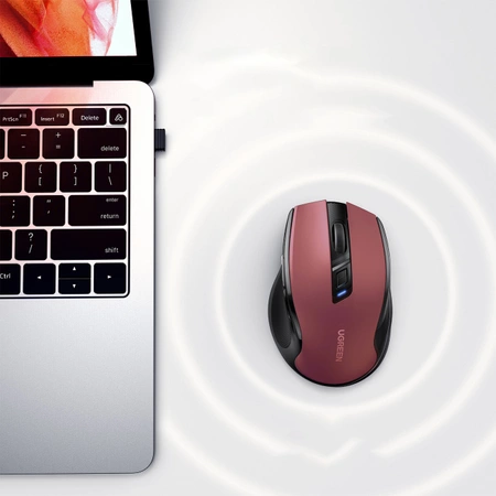 Ugreen MU006 kabellose optische Maus USB 2,4 GHz / Bluetooth 5.0 4000 DPI – rot