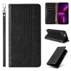 Magnetband-Hülle für iPhone 14 Pro Max Flip Wallet Mini Lanyard Stand Schwarz