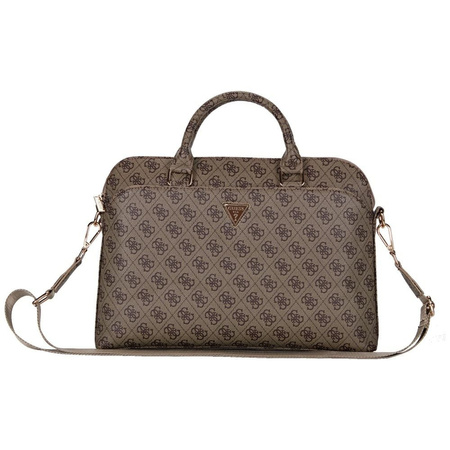 Torba LAPTOP 15" Guess 4G Zipper Pocket Triangle Logo brązowe
