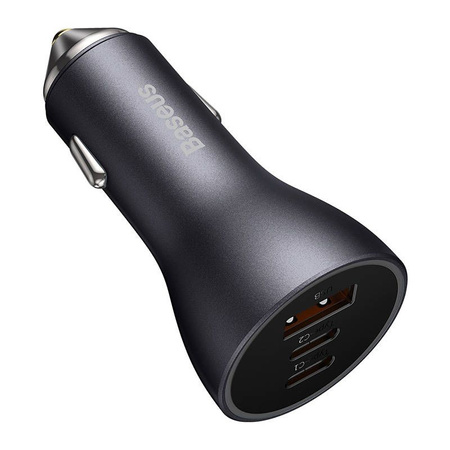 Baseus Golden Contactor Pro ładowarka samochodowa USB-A + 2x USB-C 65W ciemnoszary (CGJP010013)