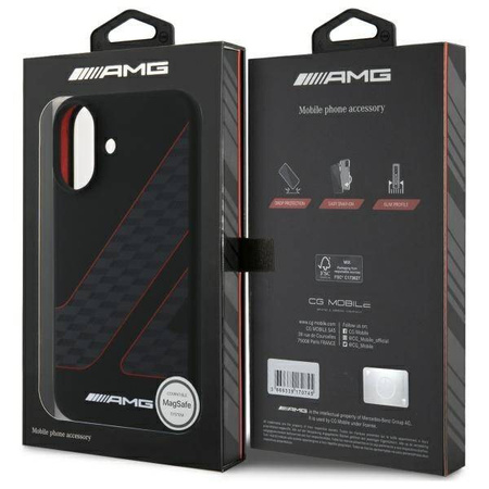 Original Handyhülle IPHONE 16 AMG Hardcase Checkered Flag Pattern MagSafe (AMHMP16S2SCFR) schwarz