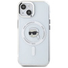 Original Case IPHONE 15 PLUS Karl Lagerfeld Hardcase IML Metal Karl Head MagSafe white