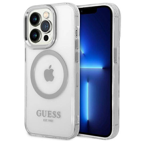 Guess Metal Outline MagSafe - Etui iPhone 14 Pro (przezroczysty)