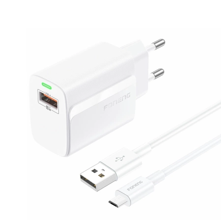 FONENG Netz-Ladegerät EU64 18W 1xUSB QC3.0 + Kabel Micro weiss