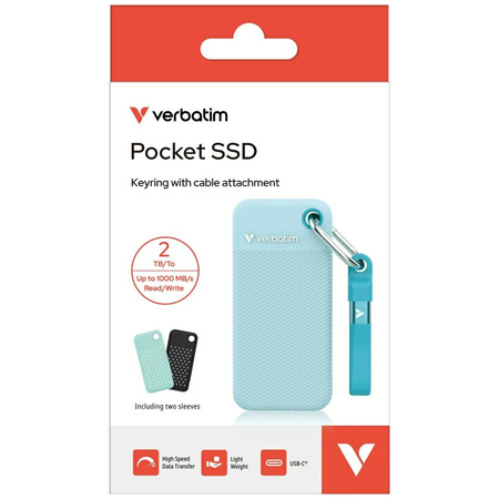 Dysk Zewnętrzny Verbatim Pocket SSD 2TB  USB-C 3.2 gen.2 czarny-polarny niebieski 32325