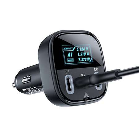 Acefast Autoladegerät 101W 2x USB Typ C / USB, PPS, Power Delivery, Quick Charge 4.0, AFC, FCP schwarz (B5)