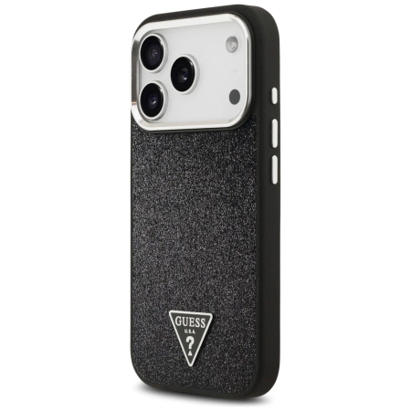 Etui Guess Glitter Triangle Logo MagSafe na iPhone 17 Pro - czarne
