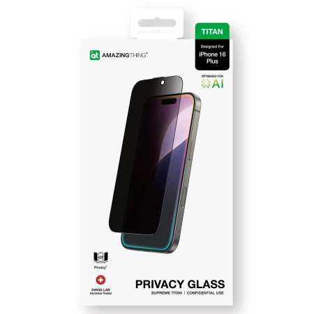 AmazingThing Titan Privacy Glass Privacy Tempered Glass for iPhone 16 Plus