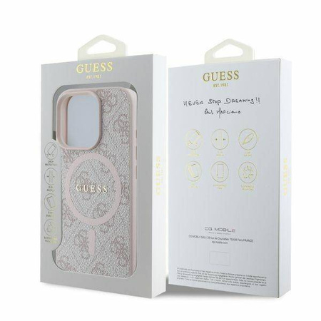 Guess GUHMP16XG4GFRP iPhone 16 Pro Max 6,9" różowy/pink MagSafe PU 4G Ring Classic Logo