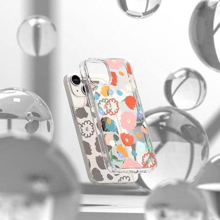 Ringke Fusion Design Armoured Sleeve Cover mit Gelrahmen für iPhone 14 Plus transparent (Floral) (FD637E31)