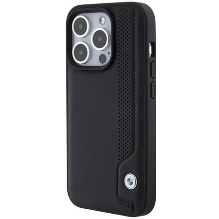 Oryginalne Etui APPLE IPHONE 15 PRO MAX BMW Hardcase Leather Blue Dots (BMHCP15X22RBDK) czarne