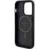 Guess 4G Collection MagSafe-Hülle aus Leder und Metalllogo für iPhone 14 Pro Max – Schwarz