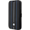 Original Case IPHONE 14 PRO BMW Bookcase Leather Stamp Blue Lines (BMBKP14L22RVSK) black