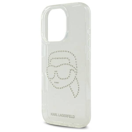 Original Case IPHONE 16 PRO MAX Karl Lagerfeld Hardcase IML Rhinestones Karl Head (KLHCP16XHKHDCELT) transparent