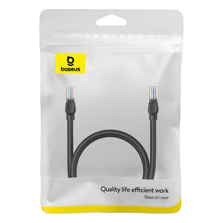 Kabel Ethernet Baseus High Speed Cat 5 RJ-45 1000Mb/s 1m okrągły - czarny