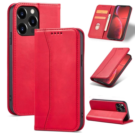 Magnet Fancy Case Hülle für iPhone 14 Pro Max Flip Cover Wallet Ständer rot