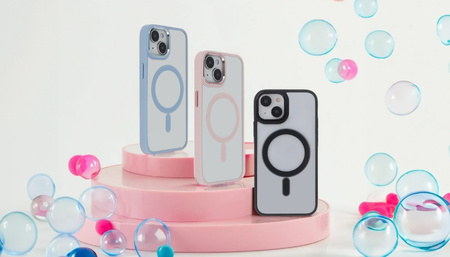 Nakładka Satin Elegant Mag do iPhone 15 6,1" niebieska