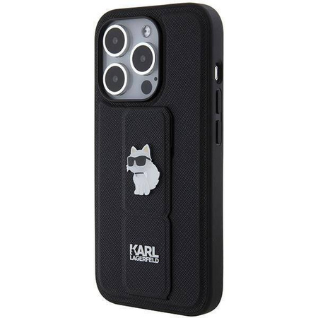 Karl Lagerfeld nakładka do iPhone 14 Pro 6,1" KLHCP14LGSACHPK HC GRIPSTAND SAFFIANO CHOUPETTE PINS czarna
