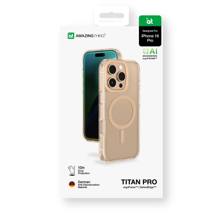 Etui silikonowe AMAZINGTHING Titan Pro Mag Case z pierścieniem magnetycznym do iPhone 16 Pro - różowe złoto