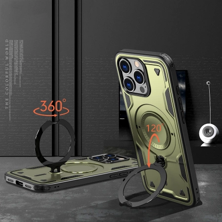 Hybrid Armor Trendige Hülle mit MagSafe für iPhone 16 Pro – Grün