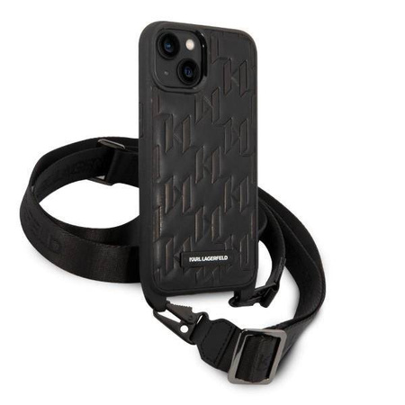 Karl Lagerfeld KLHCP14SSTMMK iPhone 14 6,1" hardcase czarny/black Monogram Plaque Logo Strap