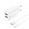 FONENG wall charger EU63 2.4A 12W 2xUSB + cable Micro White