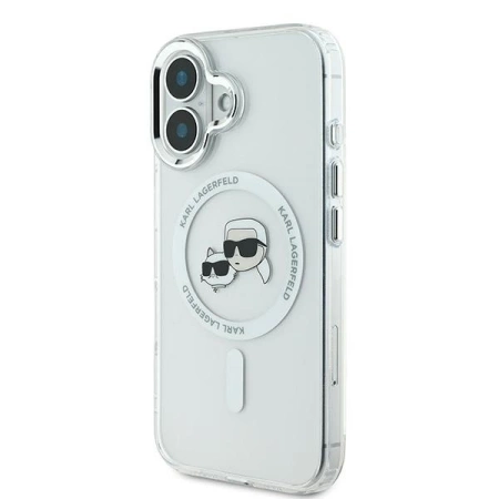 Karl Lagerfeld IML Metal Karl&amp;Choupette Head MagSafe Case for iPhone 16 Plus - White