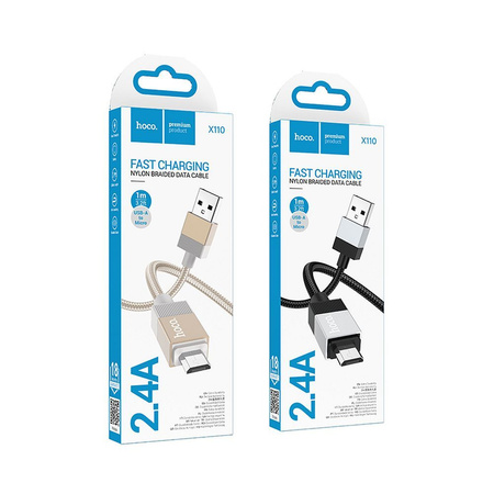 HOCO kabel USB A do Micro USB 2,4A X110 1 m złoty