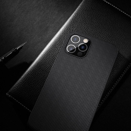 Nillkin Textured Case wytrzymałe wzmocnione etui z żelową ramką i nylonem na tyle iPhone 12 Pro Max czarny