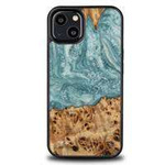 iPhone 13-Hülle aus Holz und Harz Bewood Unique Uranus – Blau und Weiß