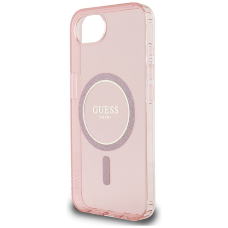 Guess IML Glitter Circle MagSafe - Etui do iPhone 16e (różowy)