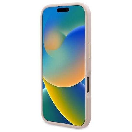 Original Case IPHONE 16 Guess Hardcase 4G Logo Plate MagSafe (GUHMP16SU4GPRP) pink