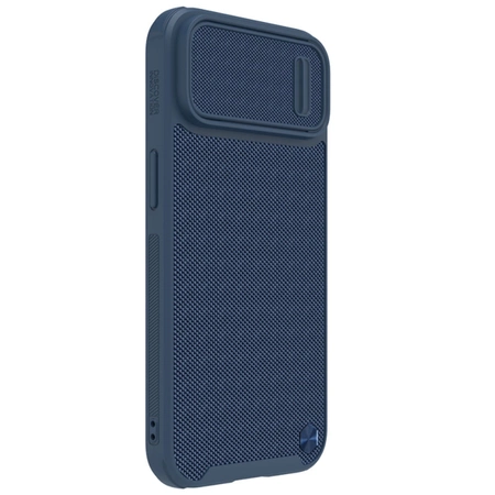 Nillkin Textured S Case für iPhone 14 Plus, gepanzerte Hülle mit Kameraabdeckung, blau